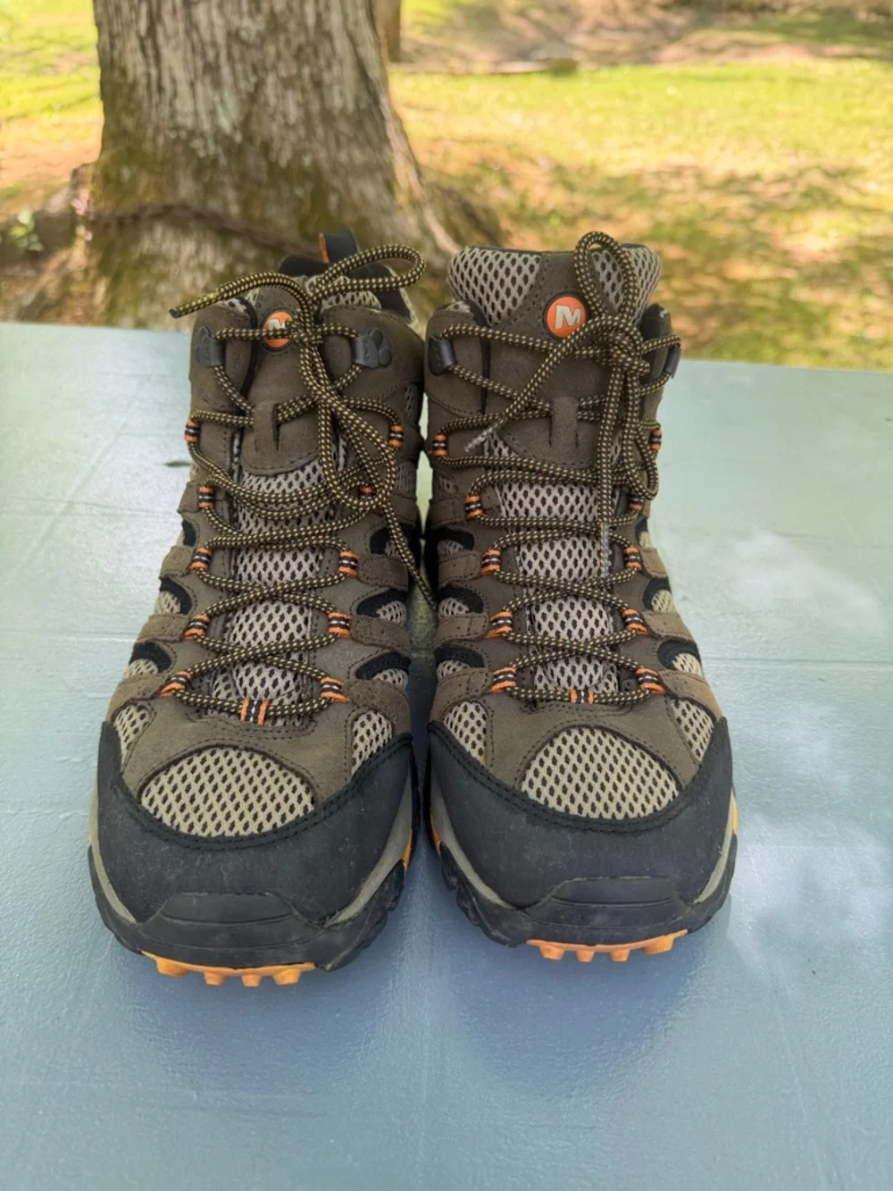 Merrell Brown and Gray Hiking Boots with Orange Highlights